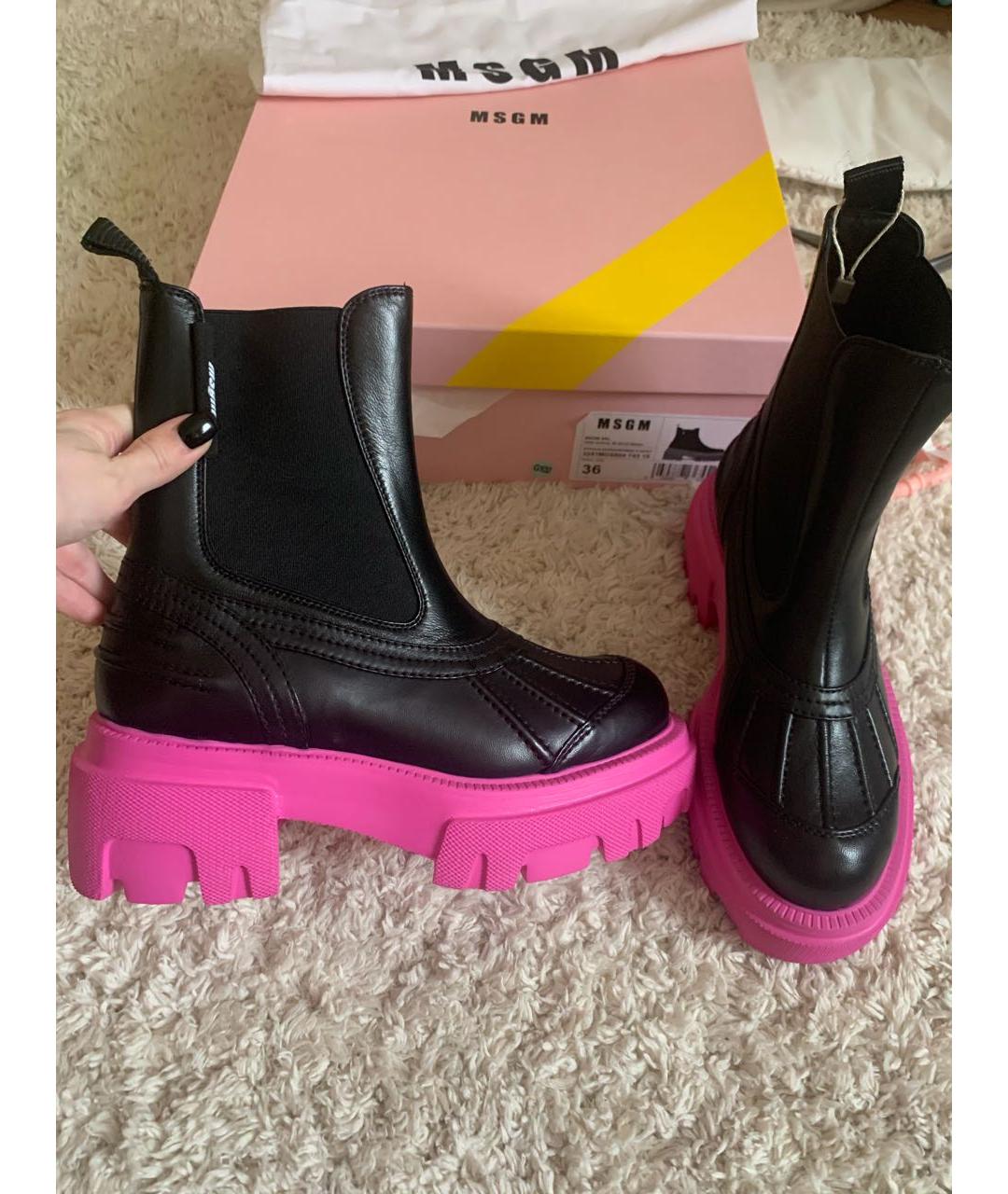 MSGM Черные кожаные ботинки, фото 2