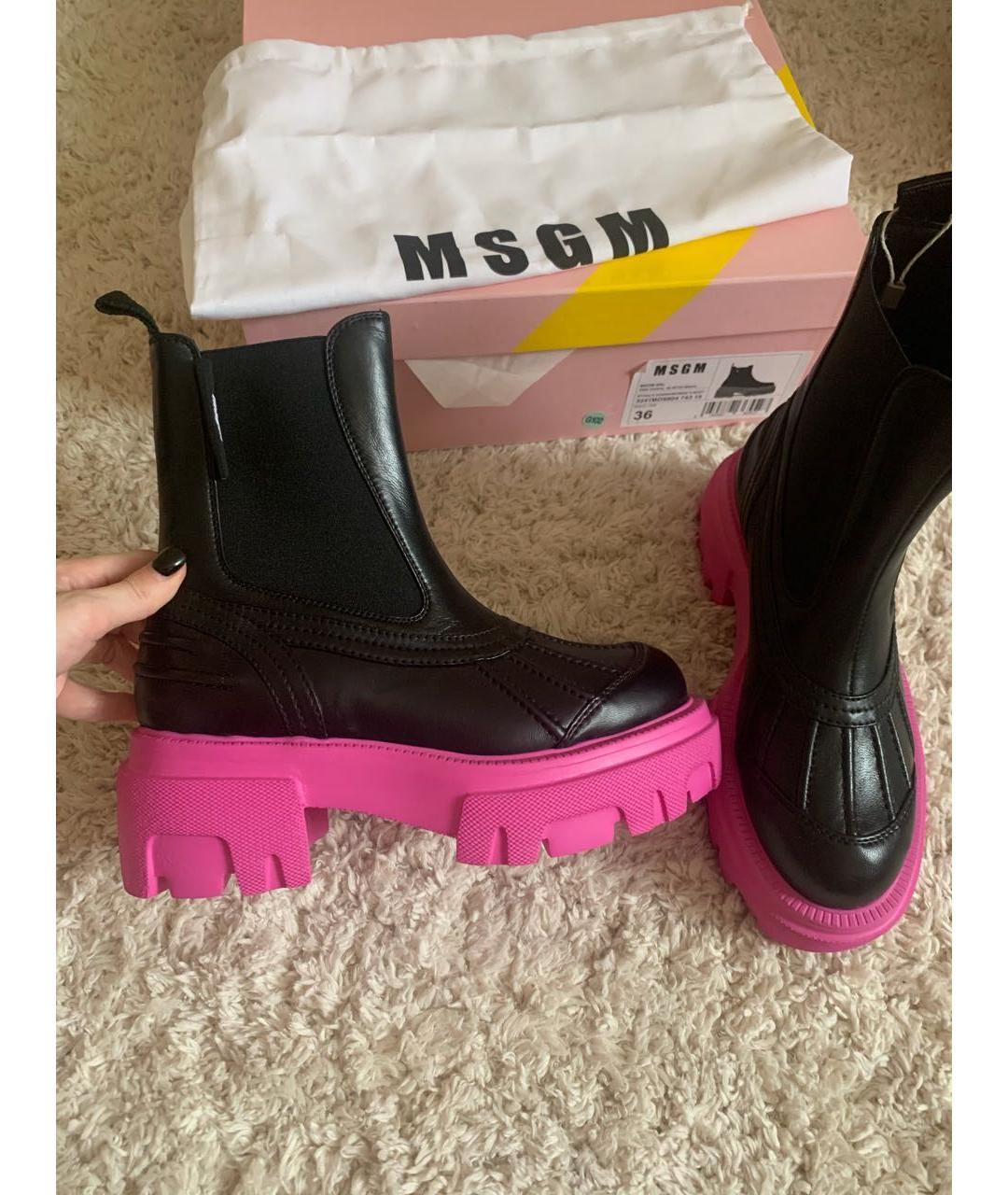 MSGM Черные кожаные ботинки, фото 3