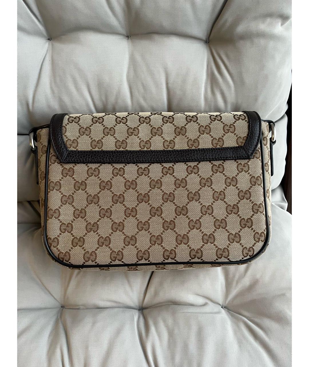 GUCCI Бежевая тканевая сумка на плечо, фото 3