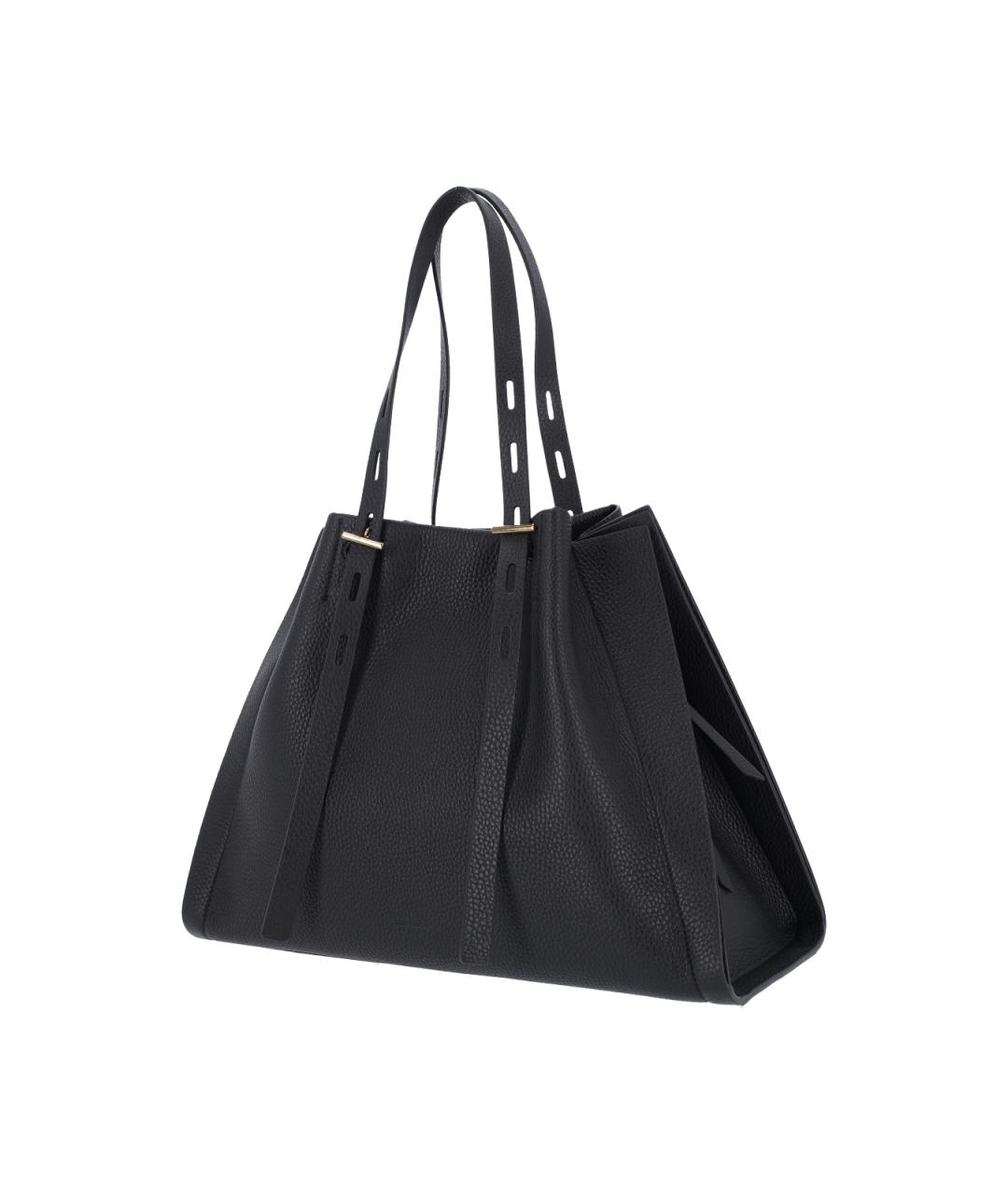 MINOBOSSI Черная кожаная сумка тоут, фото 2