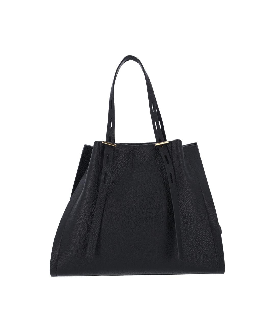 MINOBOSSI Черная кожаная сумка тоут, фото 3