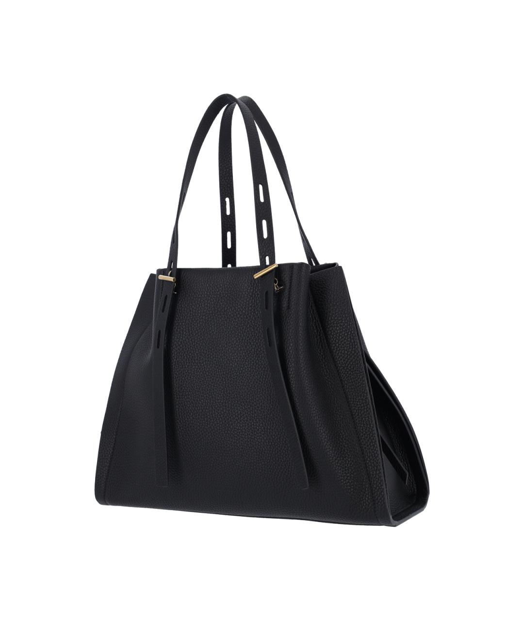 MINOBOSSI Черная кожаная сумка тоут, фото 2