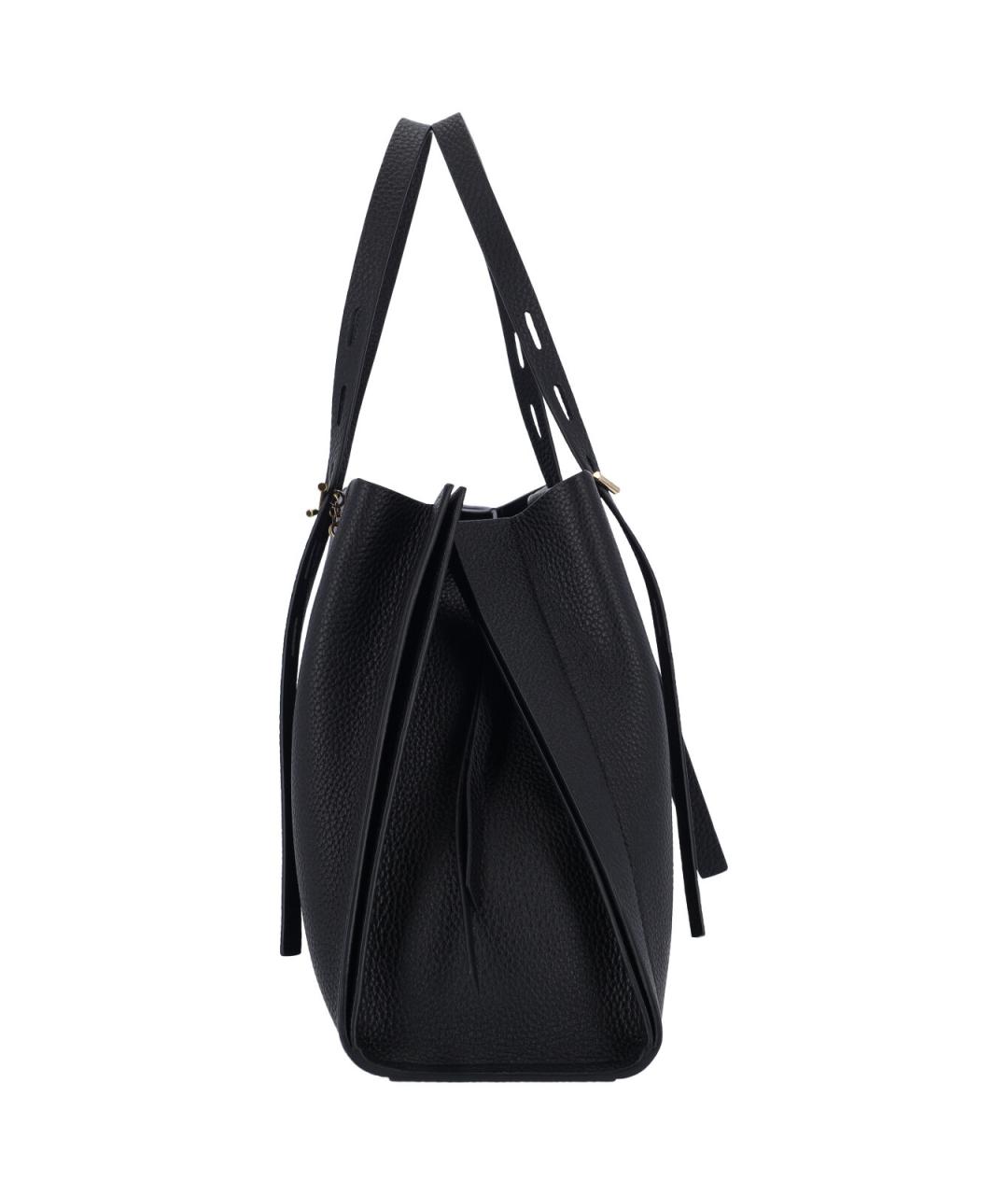 MINOBOSSI Черная кожаная сумка тоут, фото 5