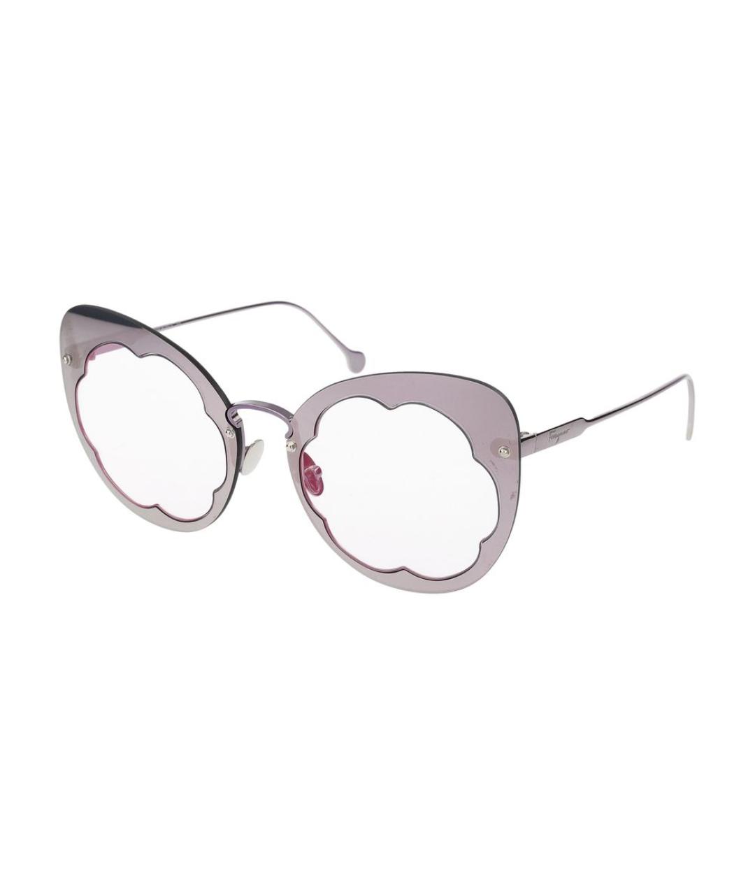 FERRAGAMO Фиолетовые металлические солнцезащитные очки, фото 1