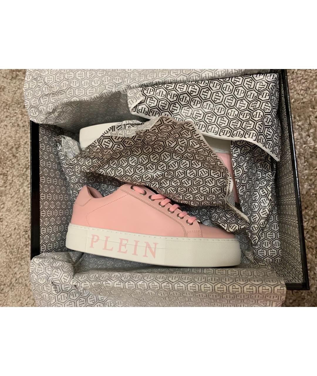 PHILIPP PLEIN Розовые кожаные кроссовки, фото 5