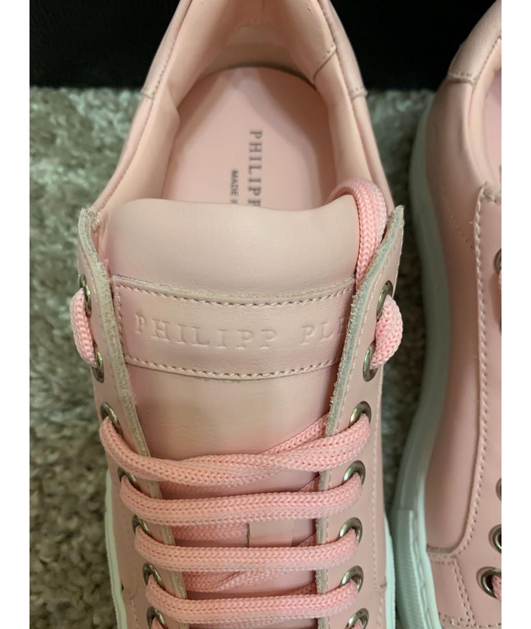 PHILIPP PLEIN Розовые кожаные кроссовки, фото 4