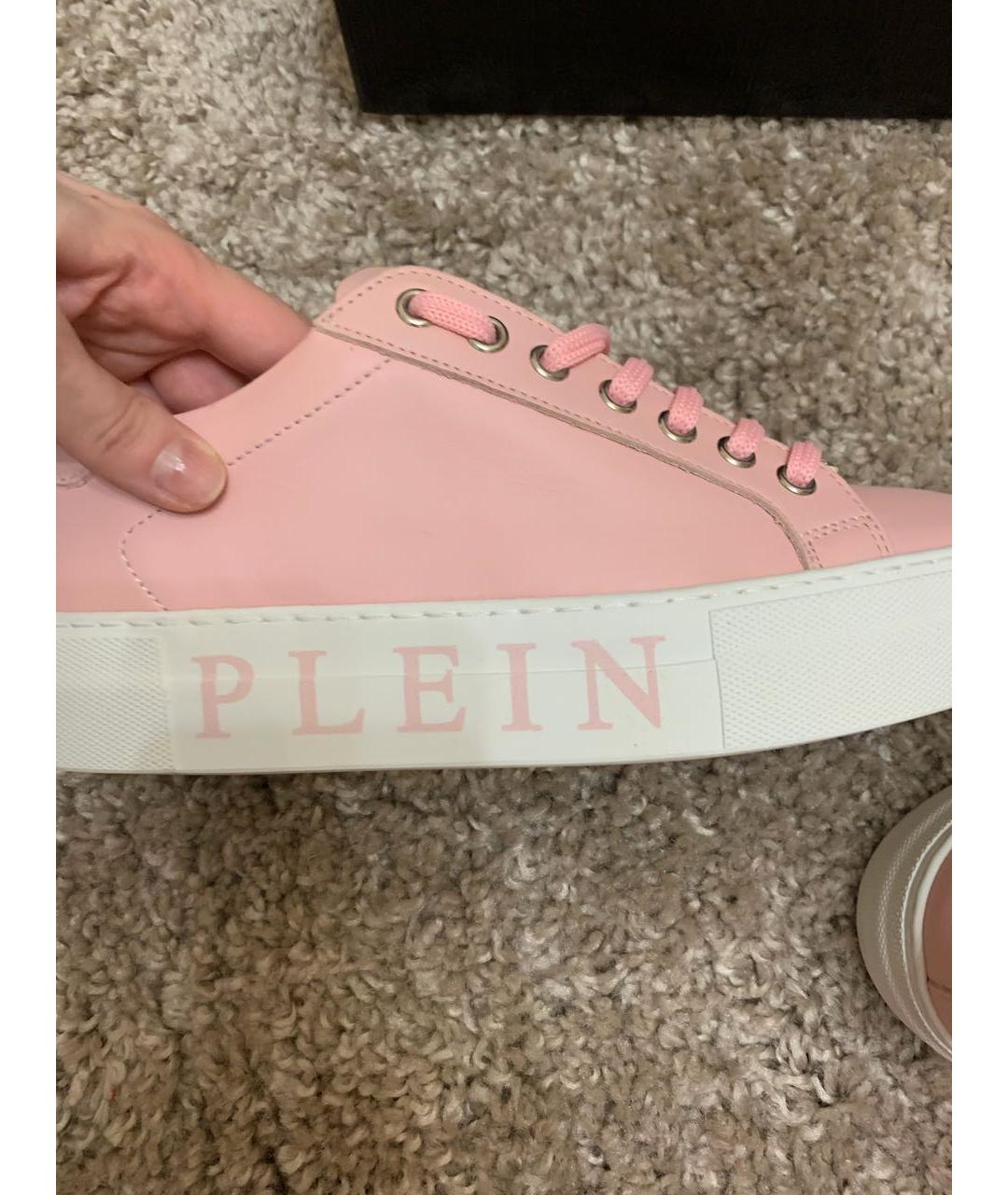 PHILIPP PLEIN Розовые кожаные кроссовки, фото 3