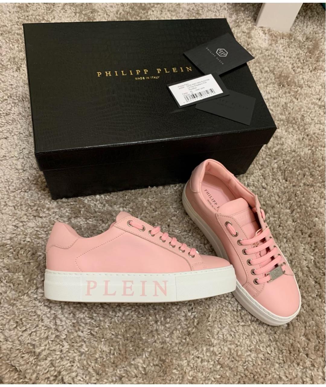 PHILIPP PLEIN Розовые кожаные кроссовки, фото 6