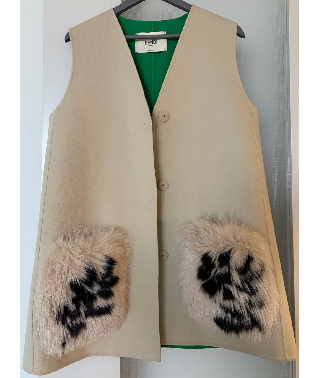 FENDI Бежевый шерстяной жилет, фото 5