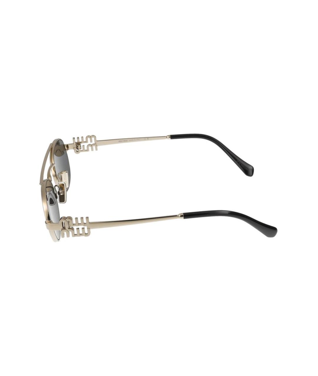 MIU MIU Золотые металлические солнцезащитные очки, фото 5