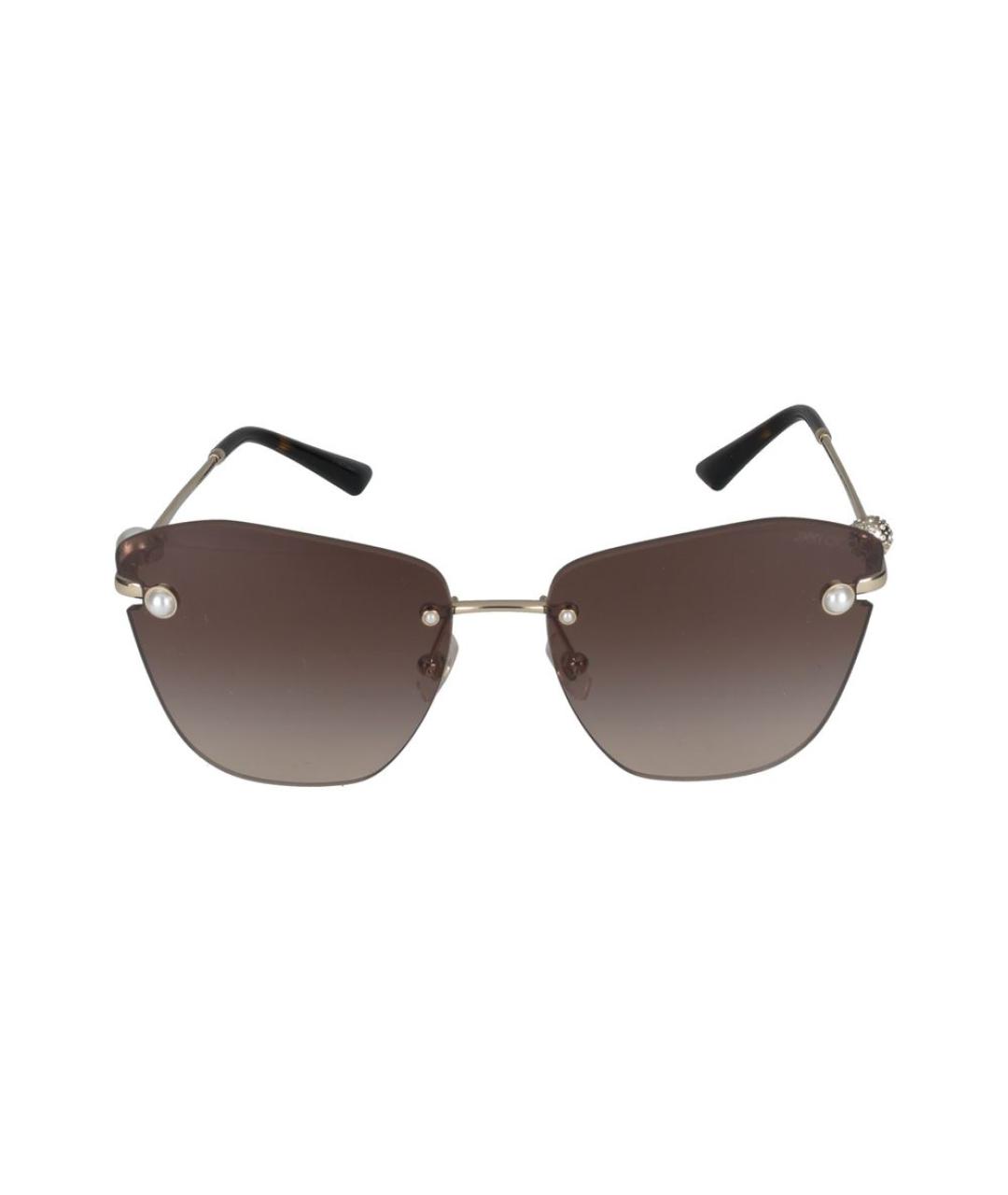 JIMMY CHOO Золотые металлические солнцезащитные очки, фото 2