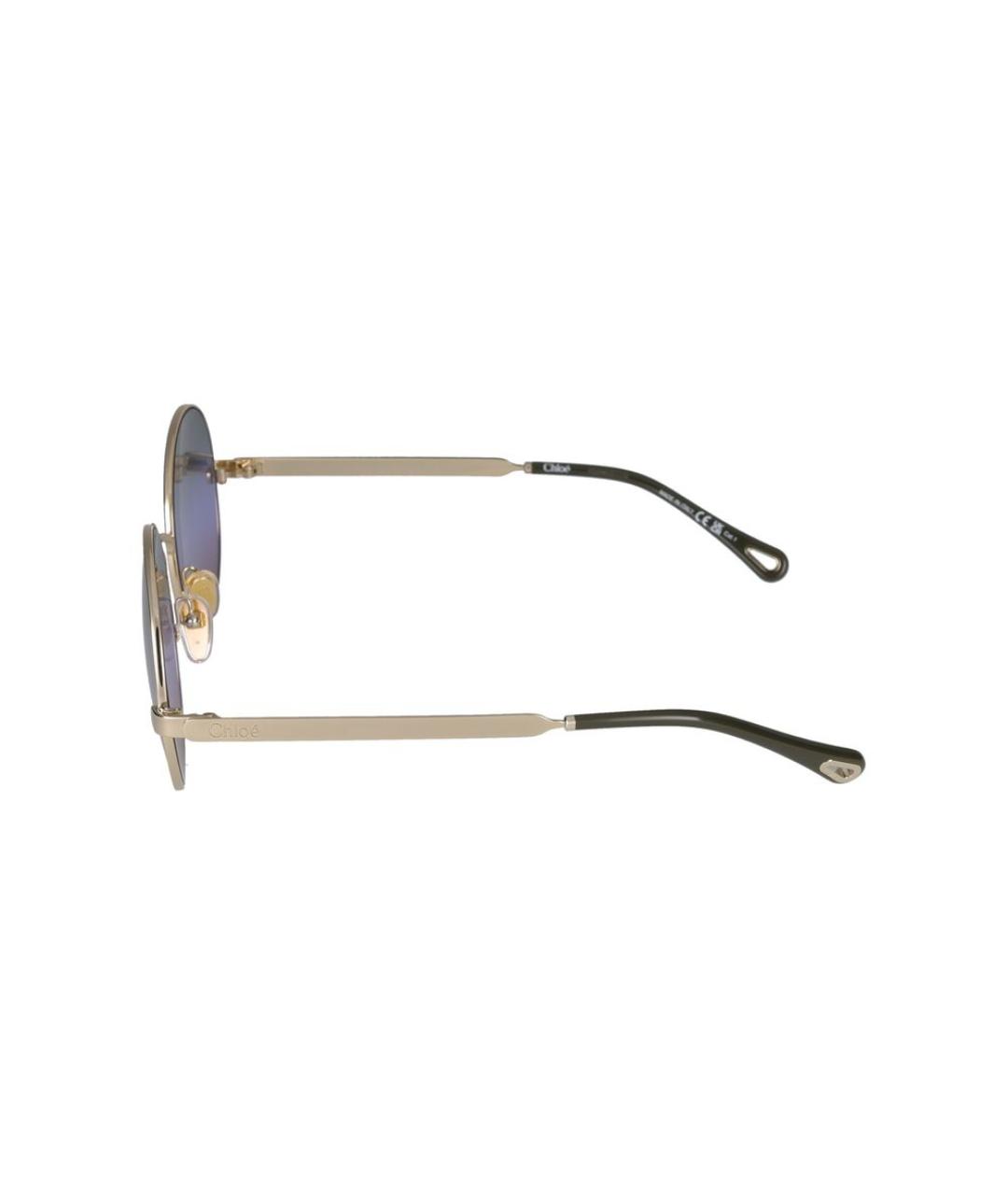 CHLOE Золотые металлические солнцезащитные очки, фото 3