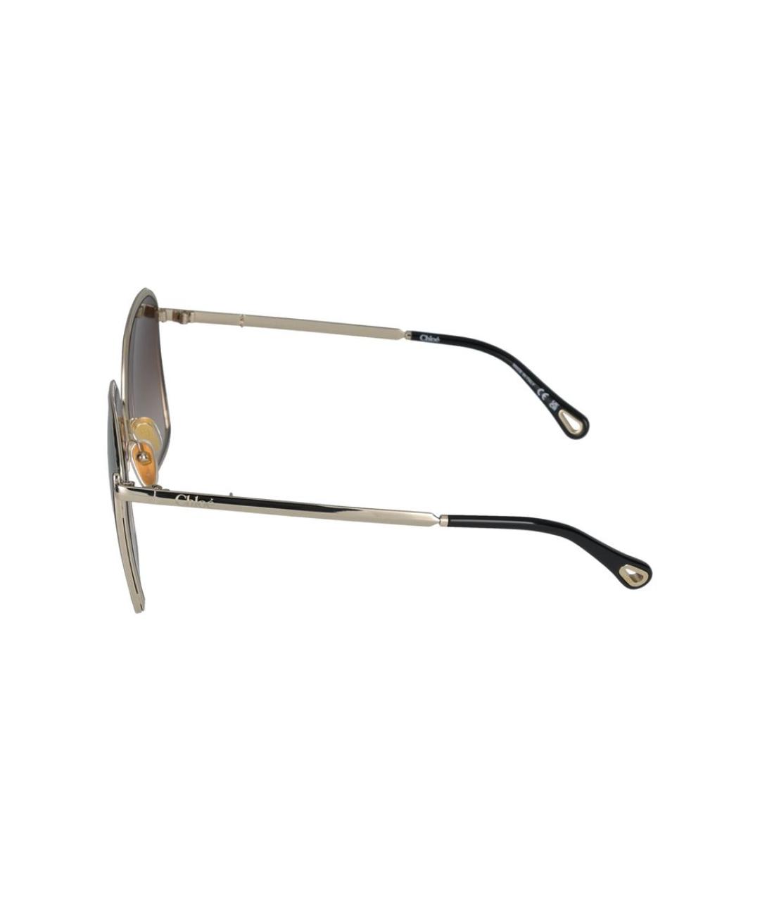 CHLOE Золотые металлические солнцезащитные очки, фото 3