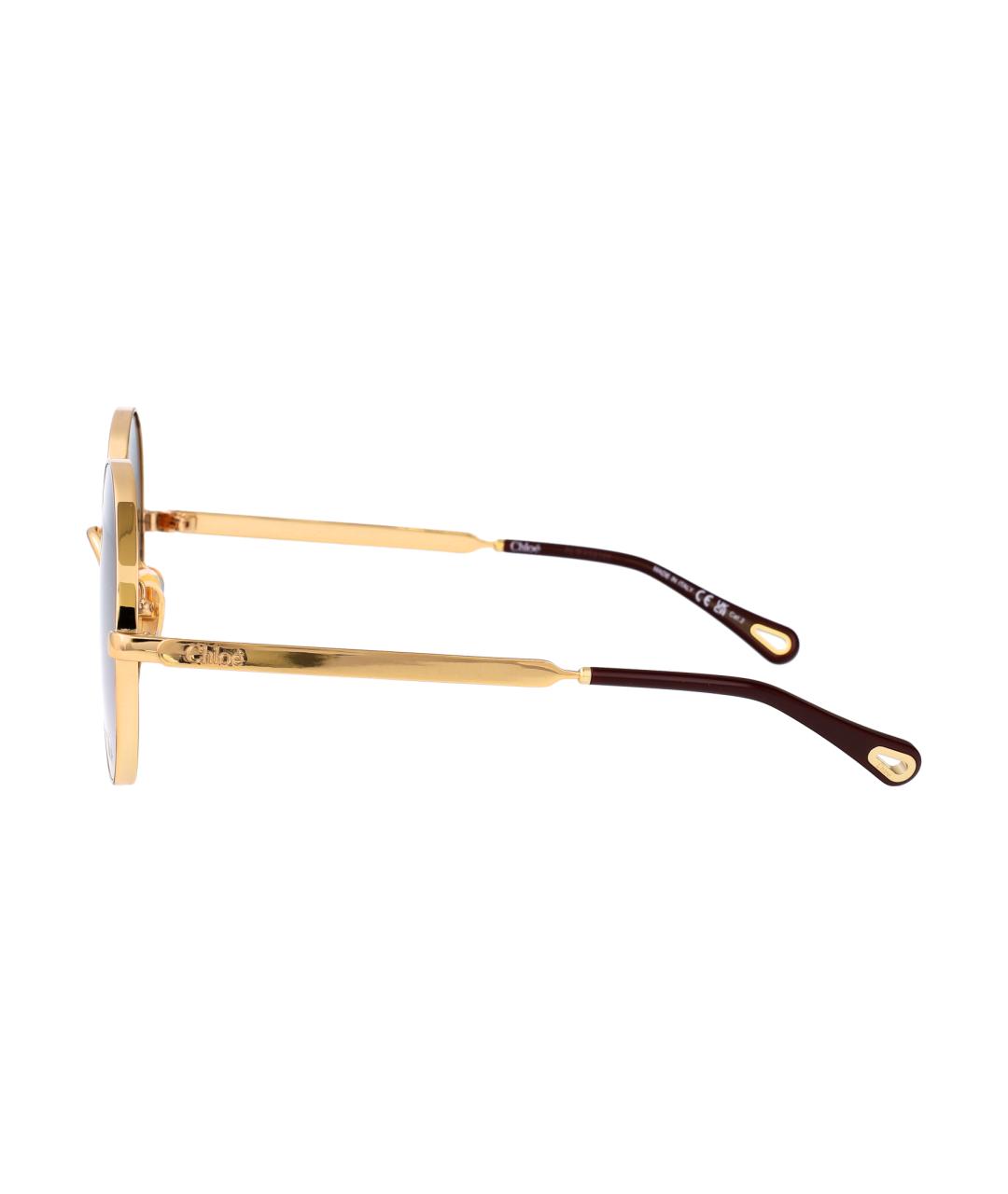 CHLOE Золотые металлические солнцезащитные очки, фото 3