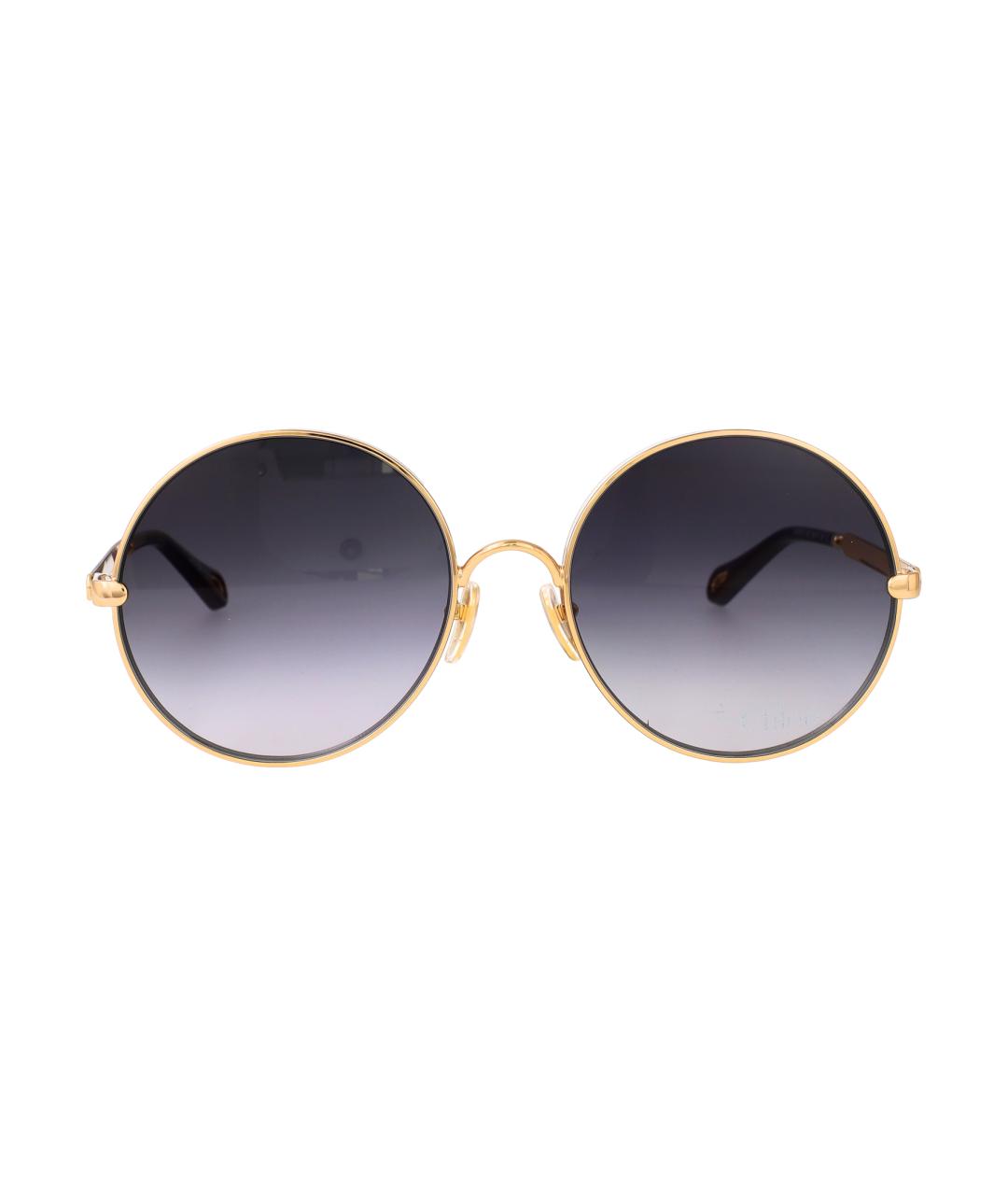 CHLOE Золотые металлические солнцезащитные очки, фото 2