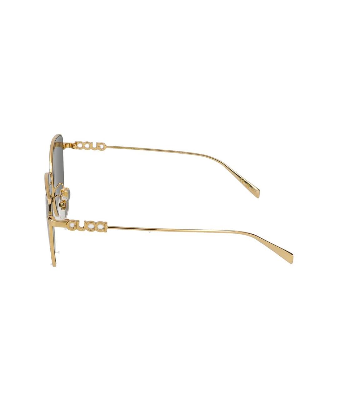 GUCCI Золотые металлические солнцезащитные очки, фото 3