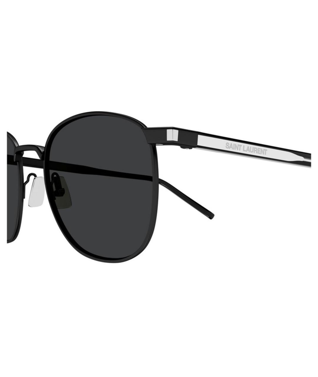 SAINT LAURENT Черные металлические солнцезащитные очки, фото 5