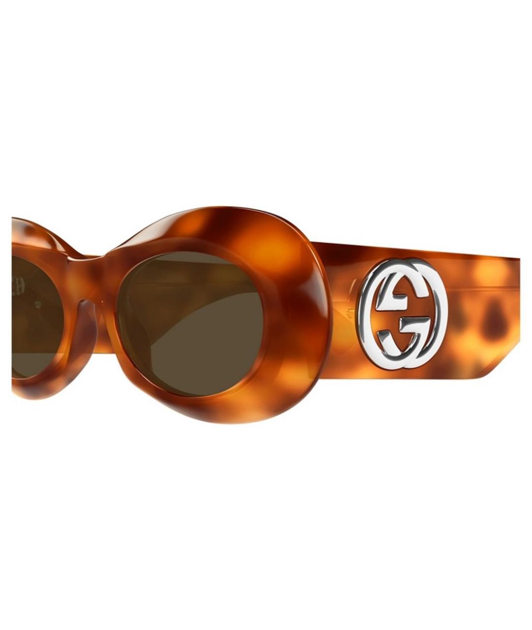 GUCCI Коричневые пластиковые солнцезащитные очки, фото 3