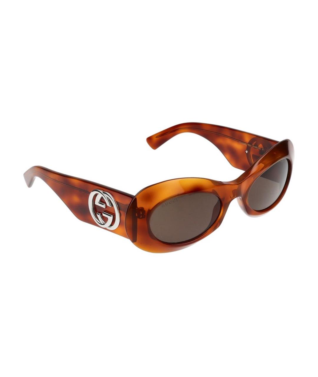 GUCCI Коричневые пластиковые солнцезащитные очки, фото 4