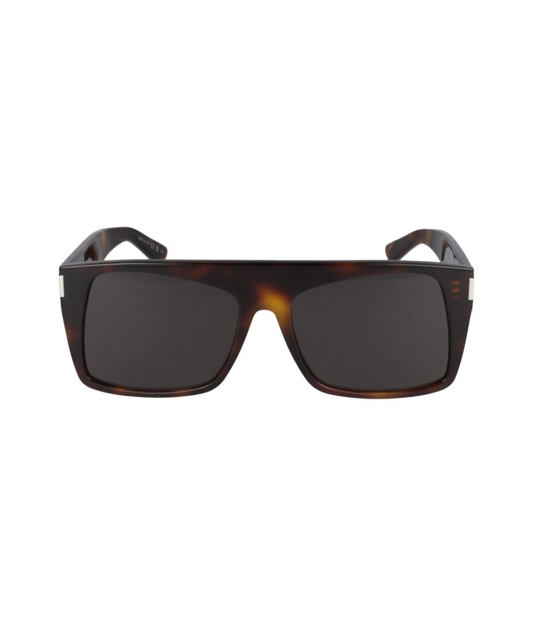 SAINT LAURENT Коричневые пластиковые солнцезащитные очки, фото 2