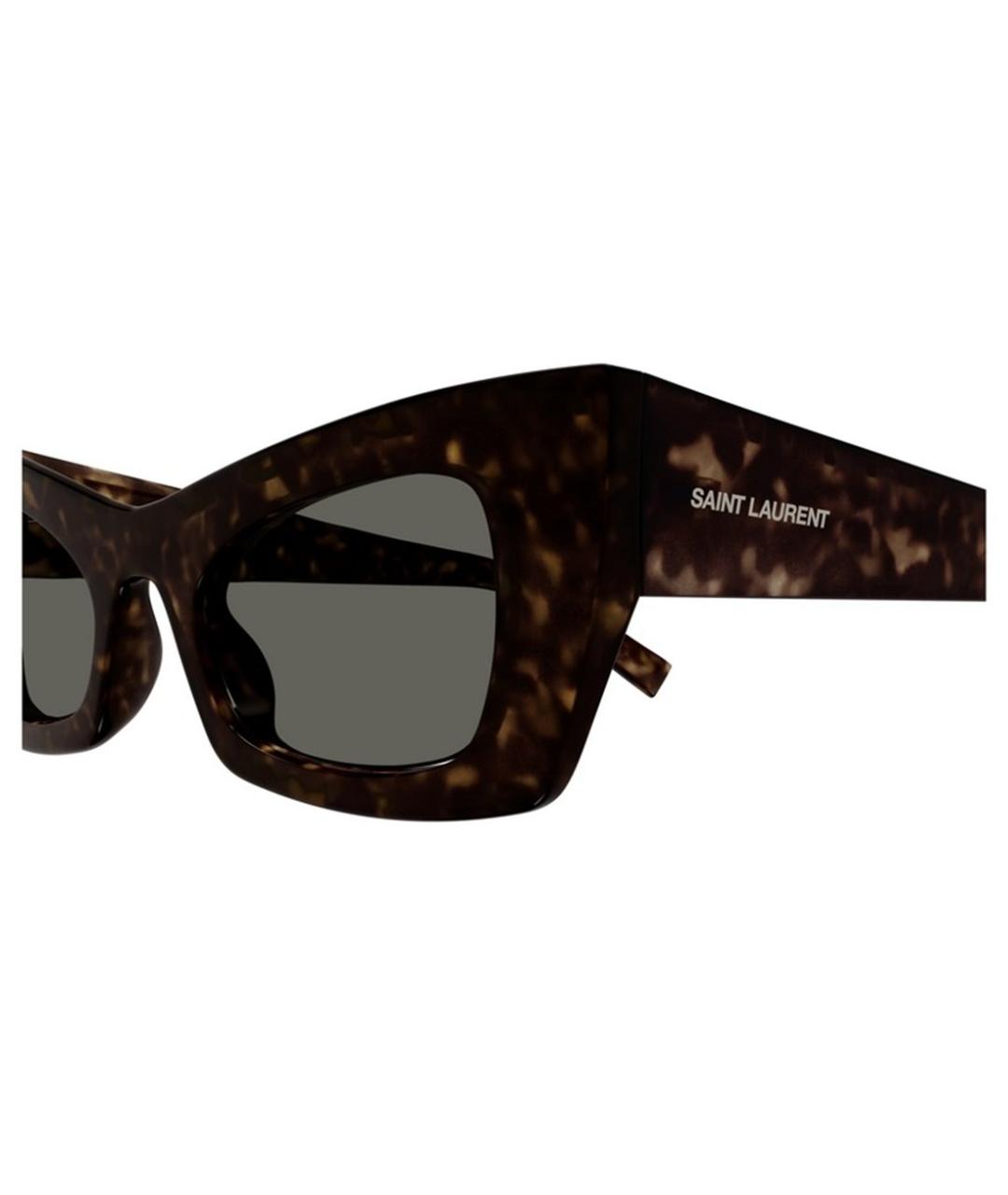 SAINT LAURENT Коричневые пластиковые солнцезащитные очки, фото 3