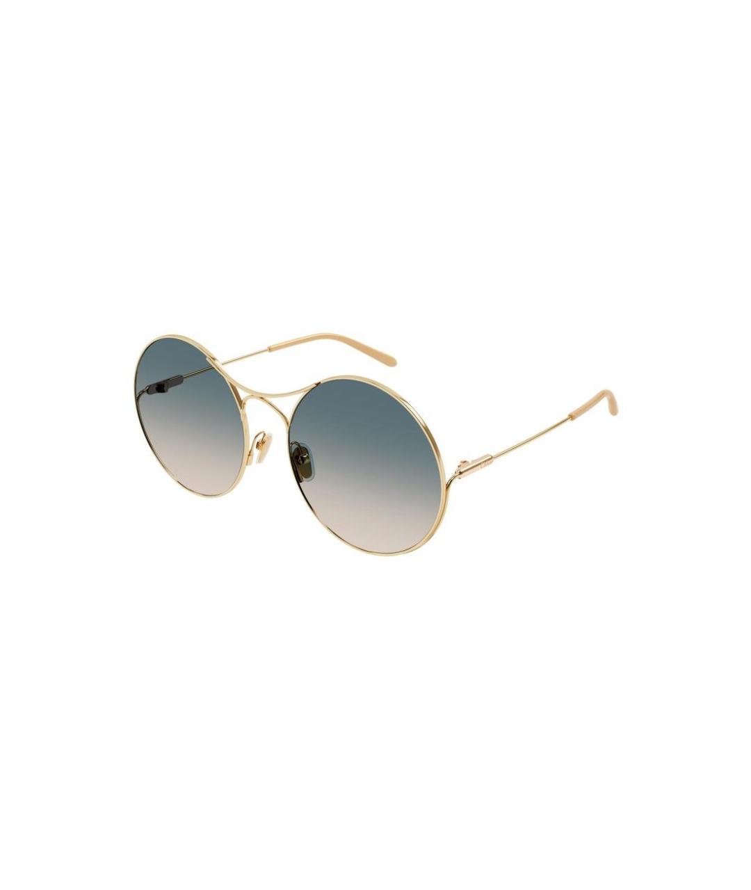 CHLOE Золотые металлические солнцезащитные очки, фото 1