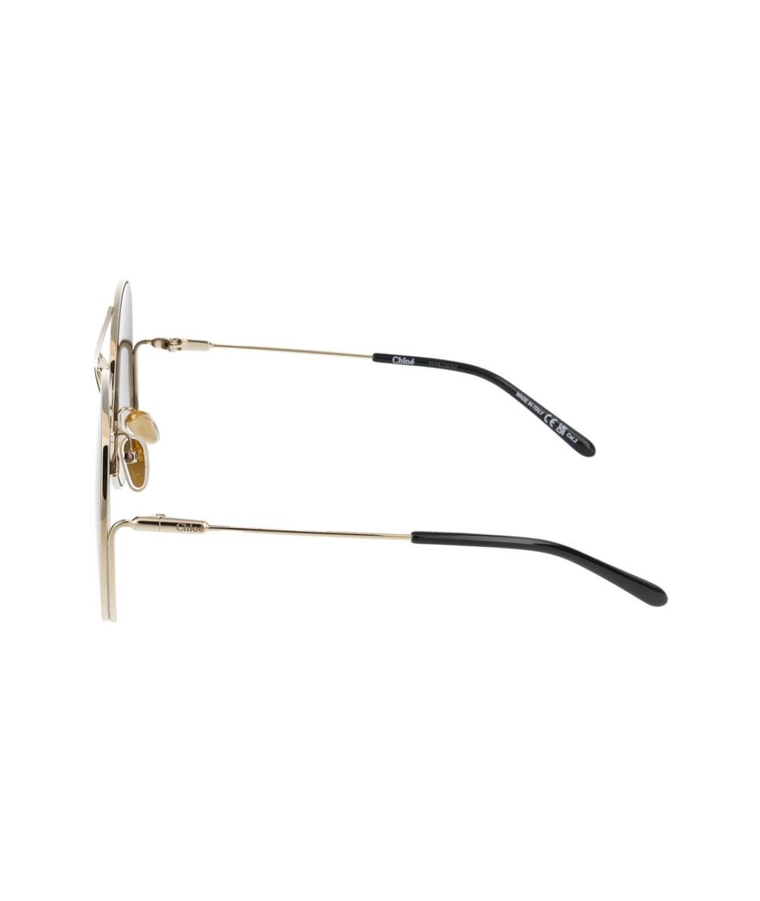 CHLOE Золотые металлические солнцезащитные очки, фото 3