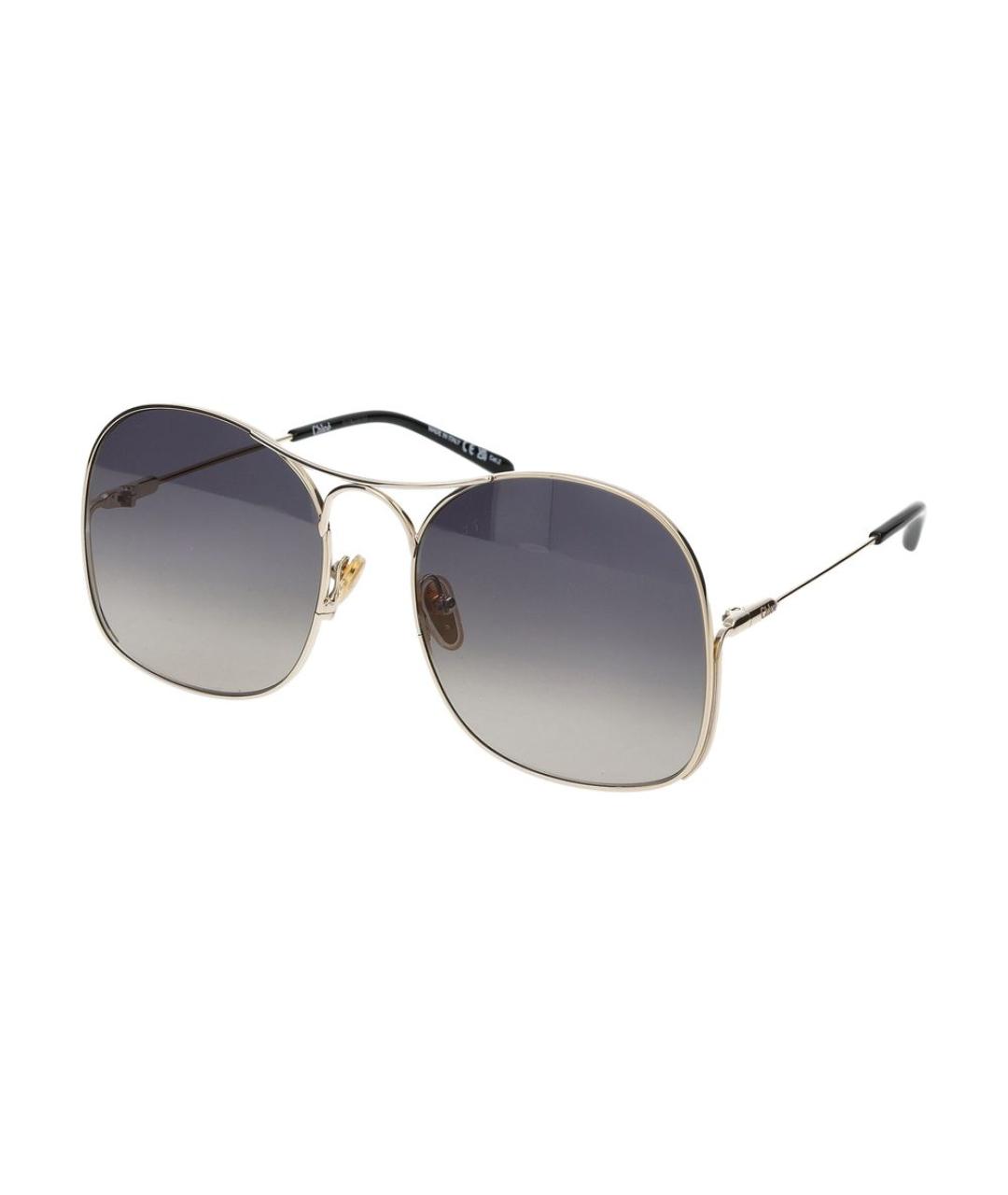 CHLOE Золотые металлические солнцезащитные очки, фото 2