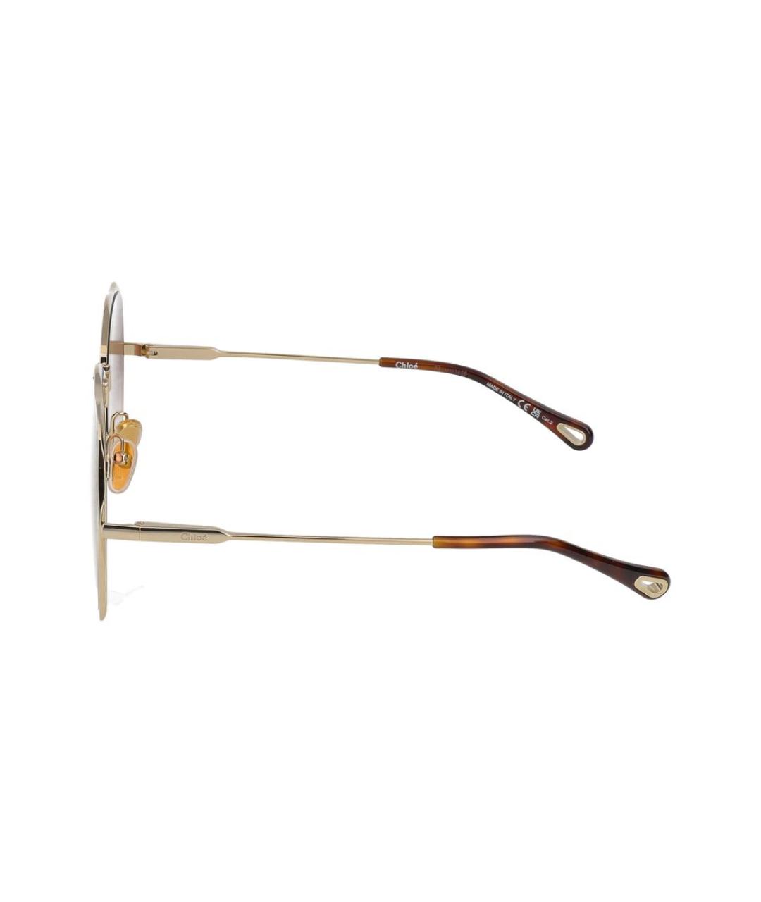 CHLOE Золотые металлические солнцезащитные очки, фото 5