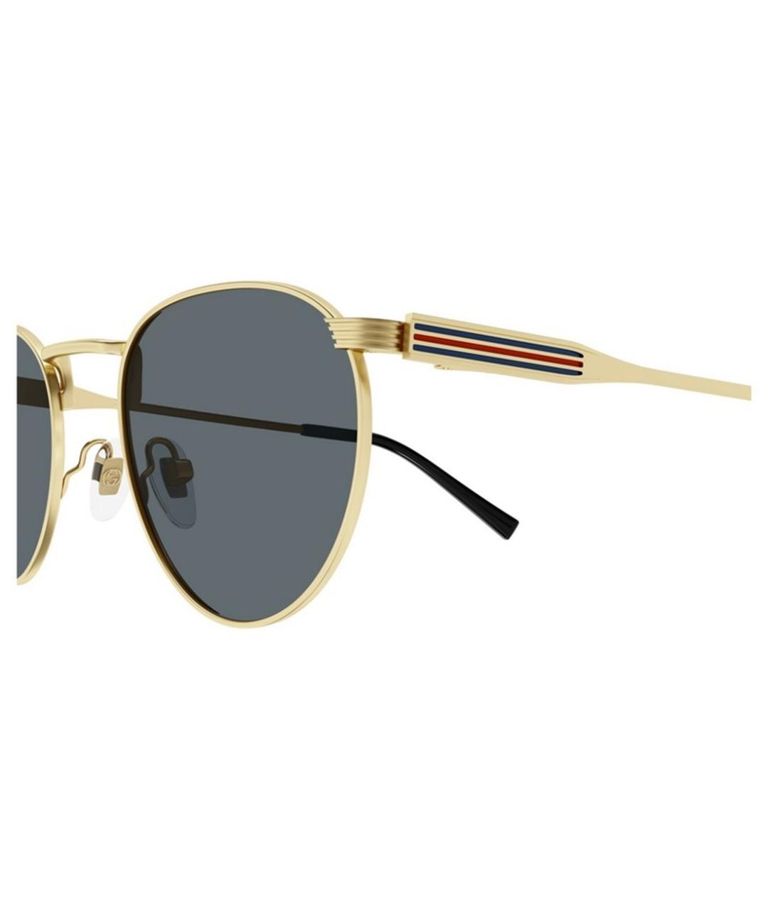 GUCCI Золотые металлические солнцезащитные очки, фото 3