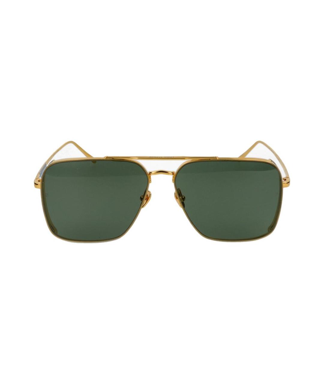 LINDA FARROW Золотые металлические солнцезащитные очки, фото 3