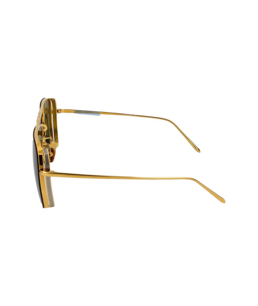 LINDA FARROW Золотые металлические солнцезащитные очки, фото 5