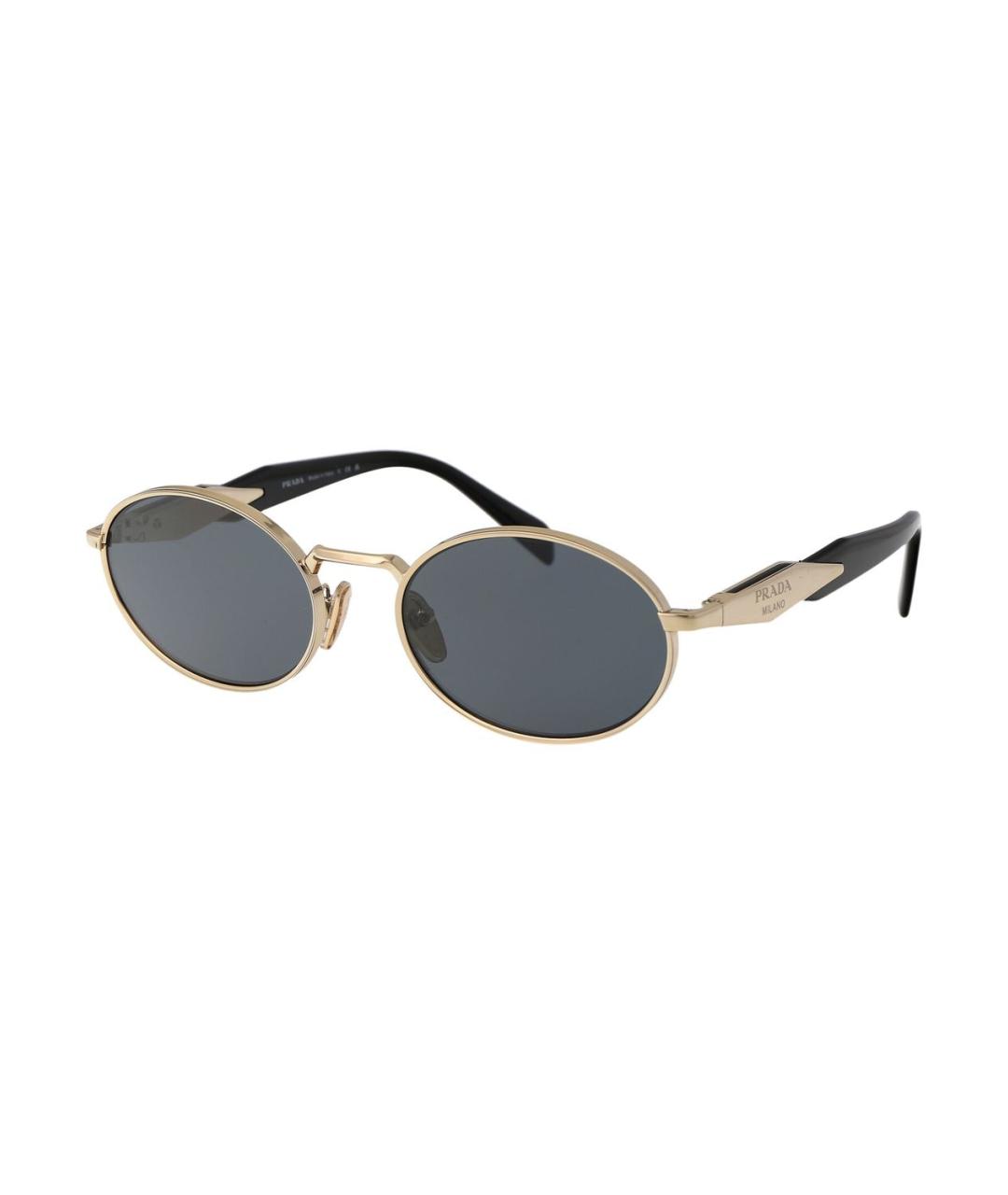 PRADA Золотые металлические солнцезащитные очки, фото 2
