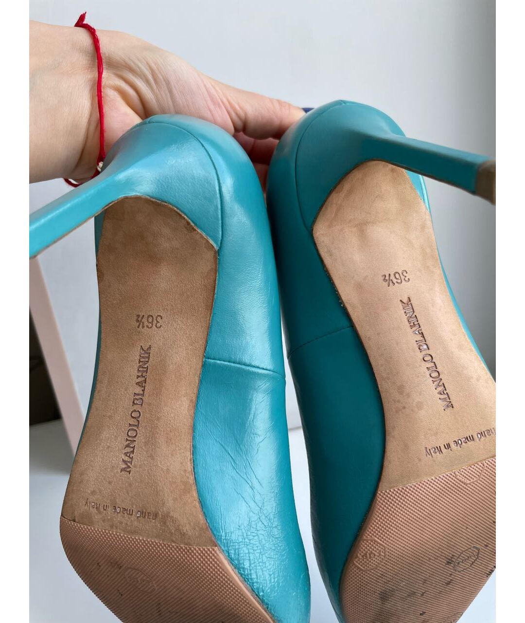 MANOLO BLAHNIK Голубые кожаные туфли, фото 4