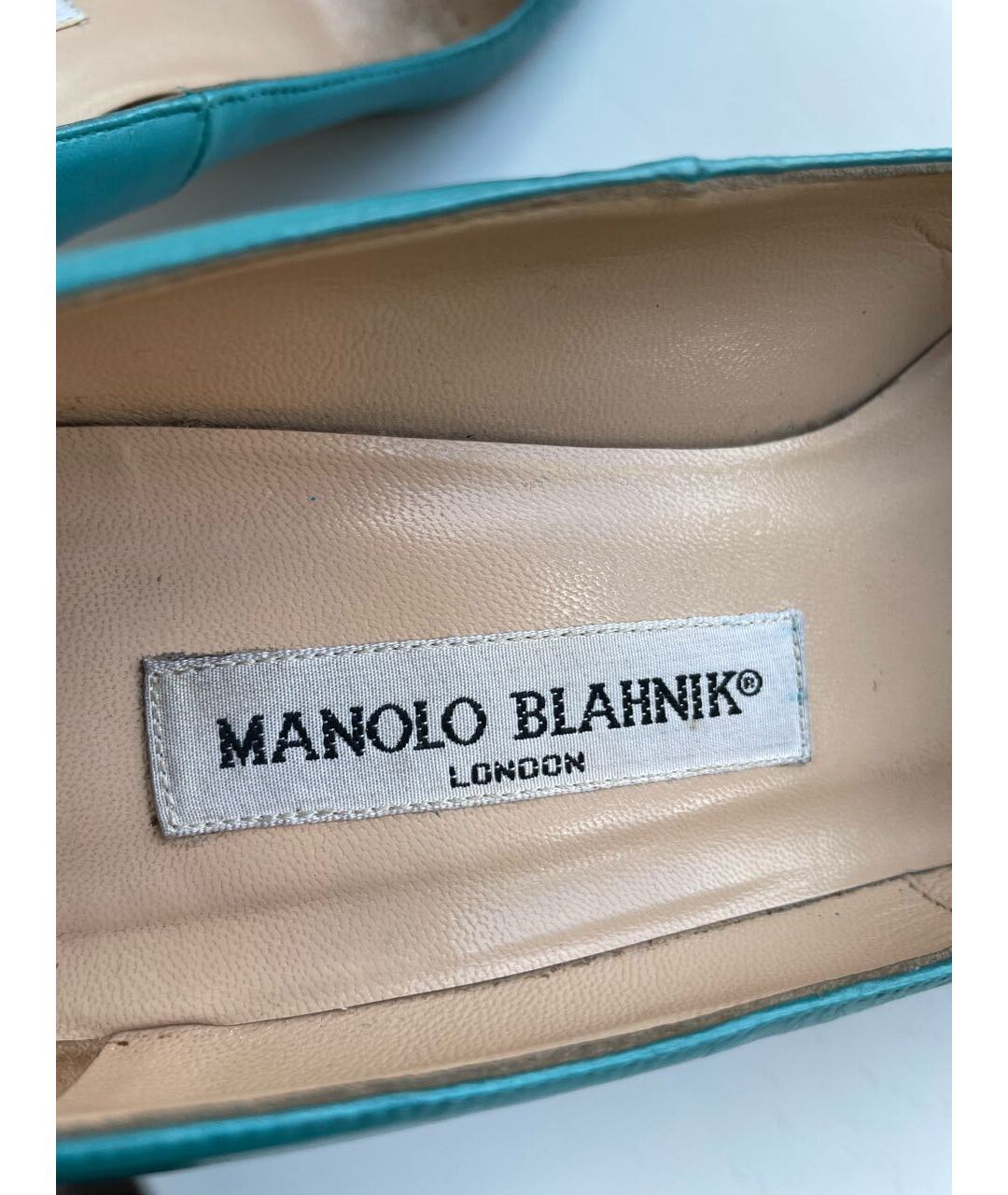 MANOLO BLAHNIK Голубые кожаные туфли, фото 5