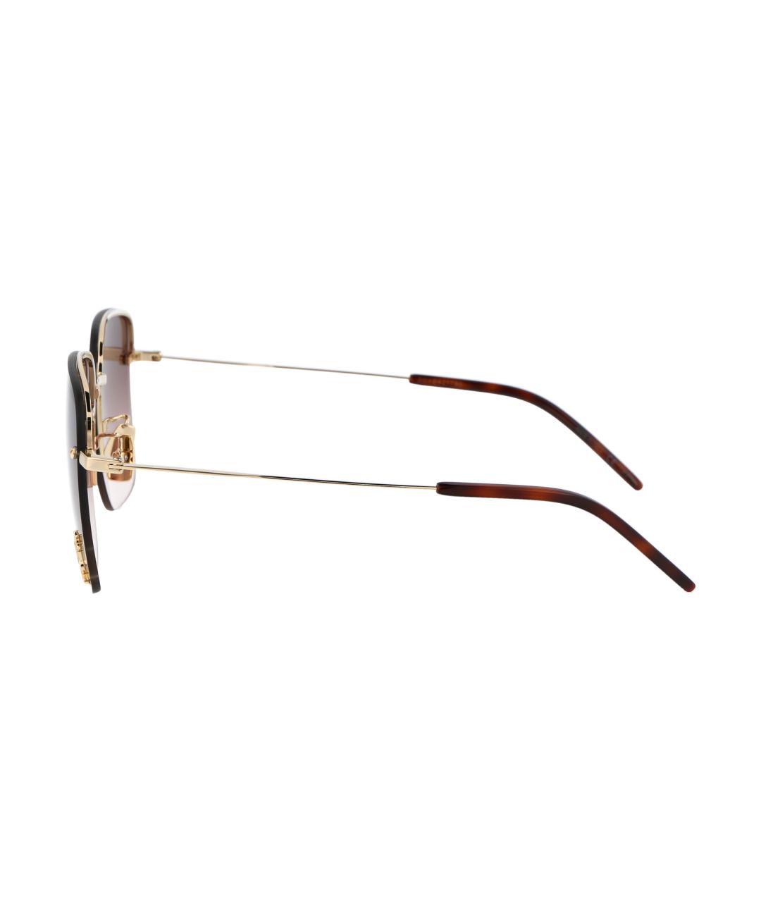 SAINT LAURENT Золотые металлические солнцезащитные очки, фото 5