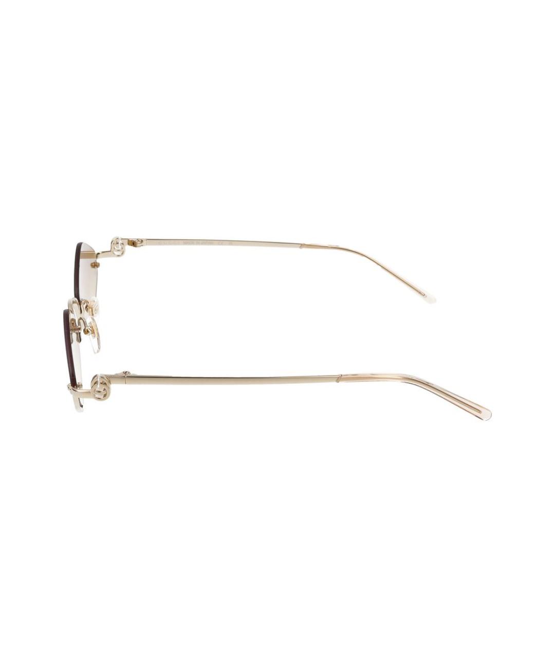 GUCCI Золотые металлические солнцезащитные очки, фото 3