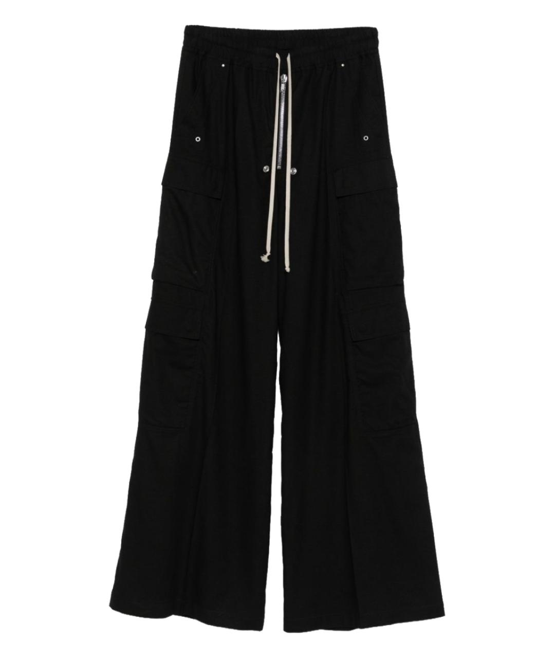 RICK OWENS Черные хлопковые повседневные брюки, фото 1