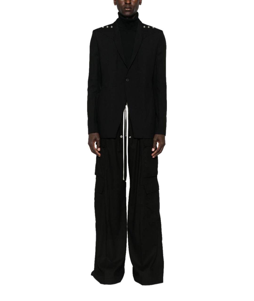 RICK OWENS Черные хлопковые повседневные брюки, фото 2