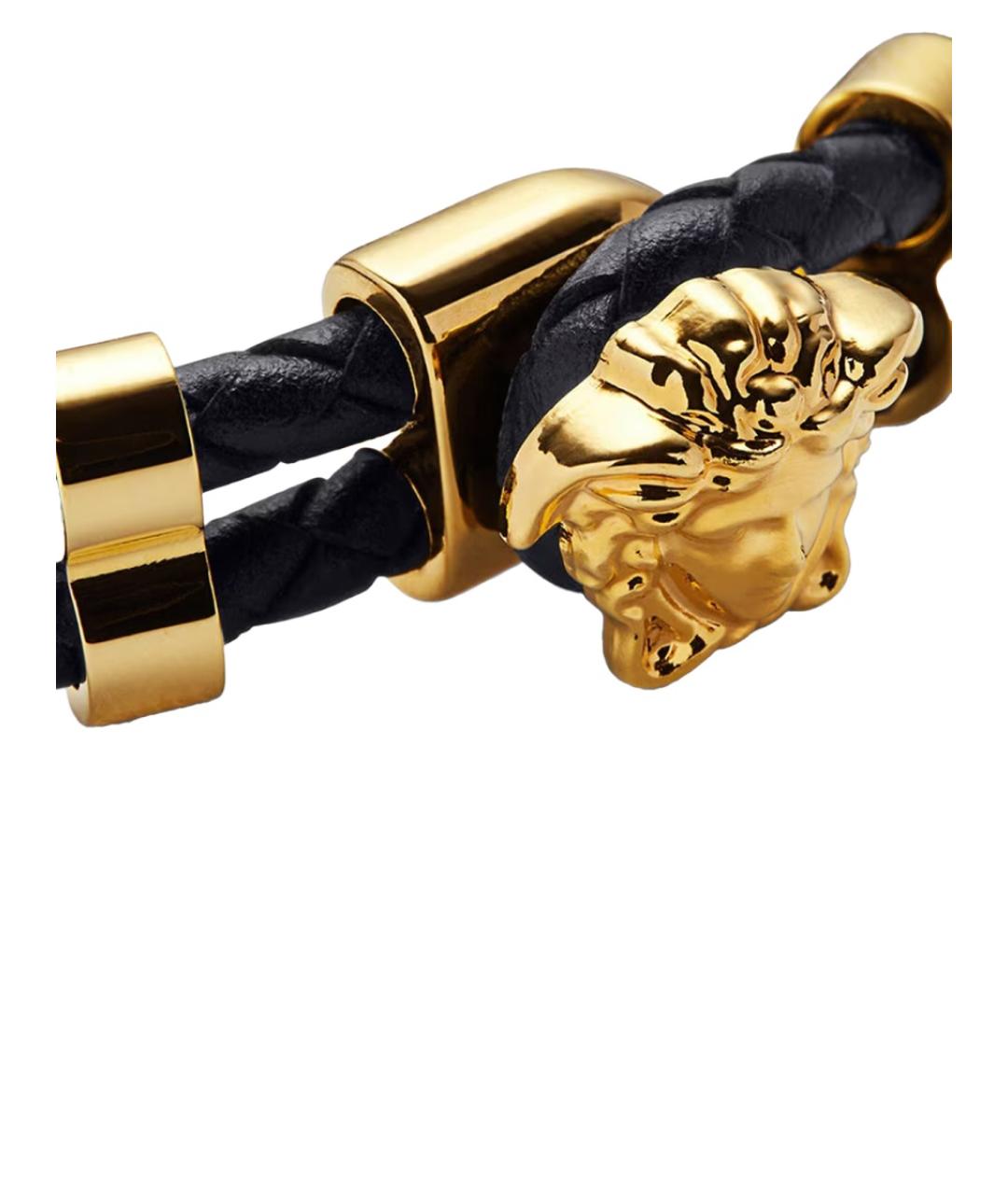 VERSACE Черный кожаный браслет, фото 5