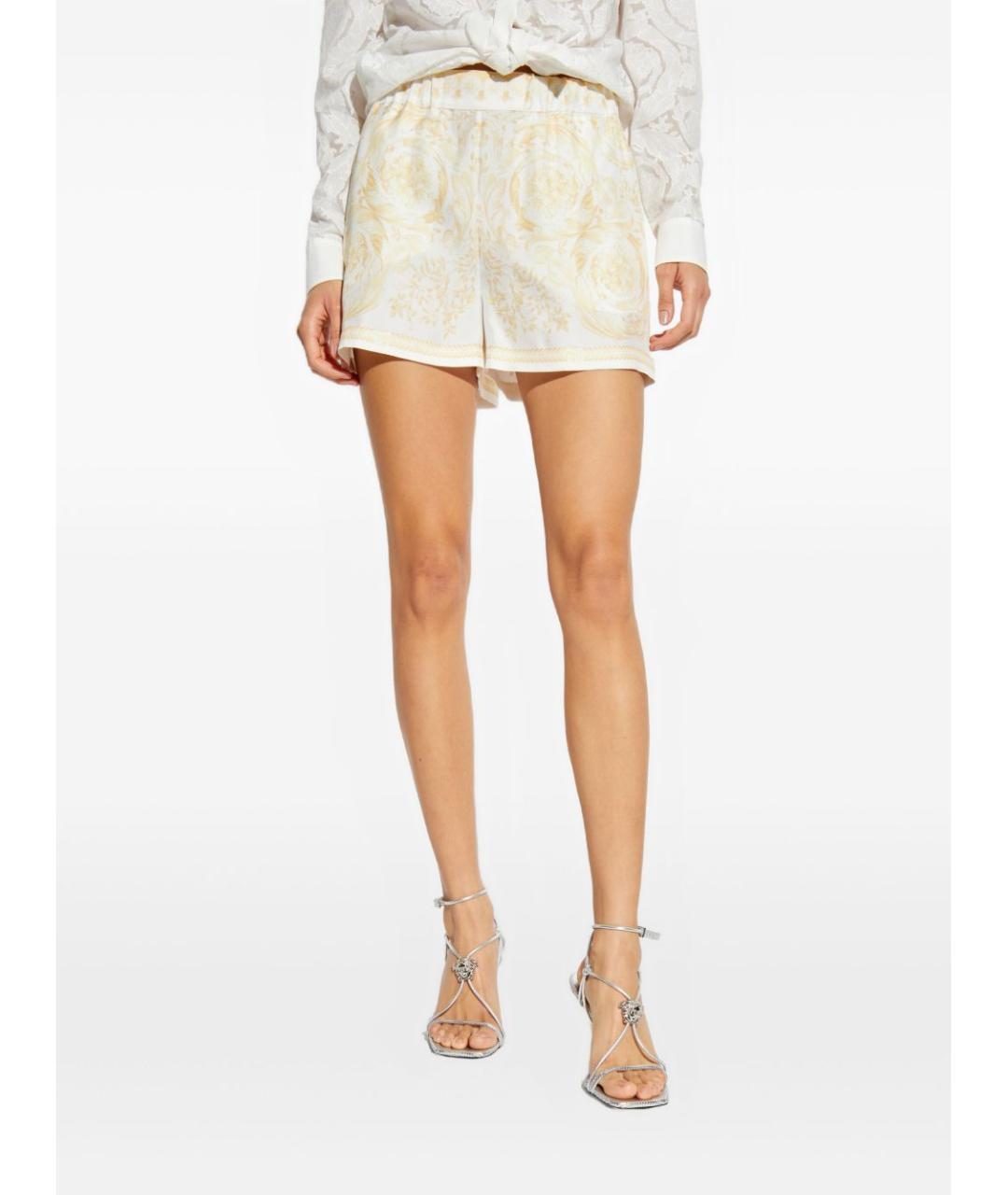 VERSACE Белые шелковые шорты, фото 4
