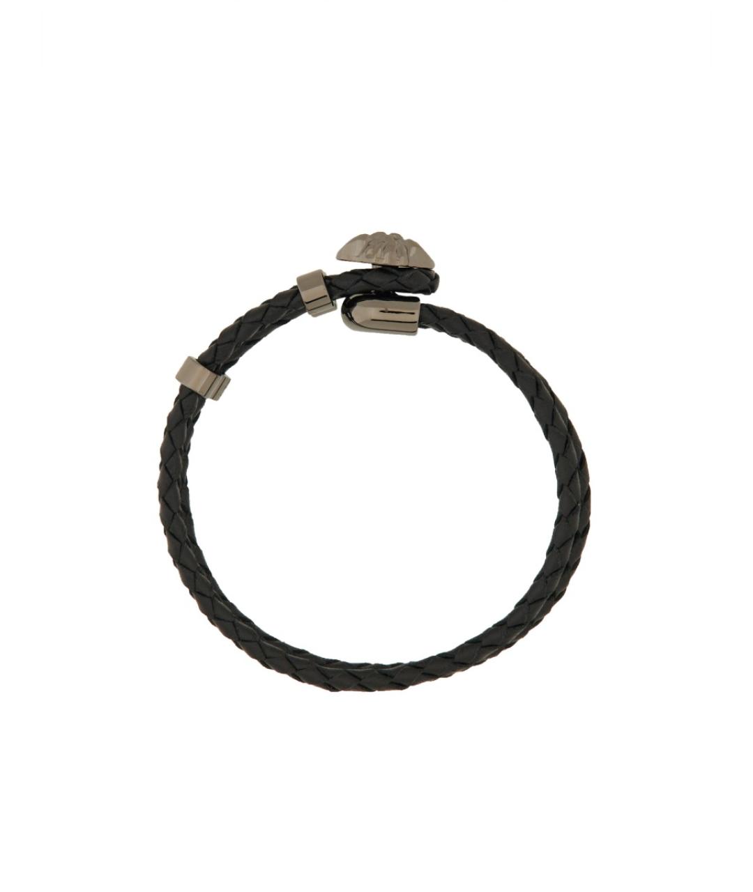 VERSACE Черный кожаный браслет, фото 4