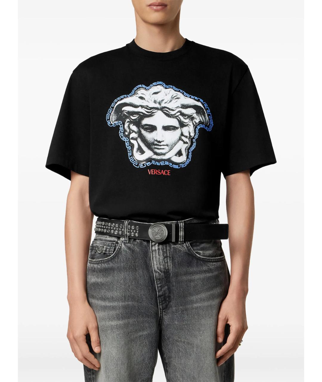 VERSACE Черная хлопковая футболка, фото 2