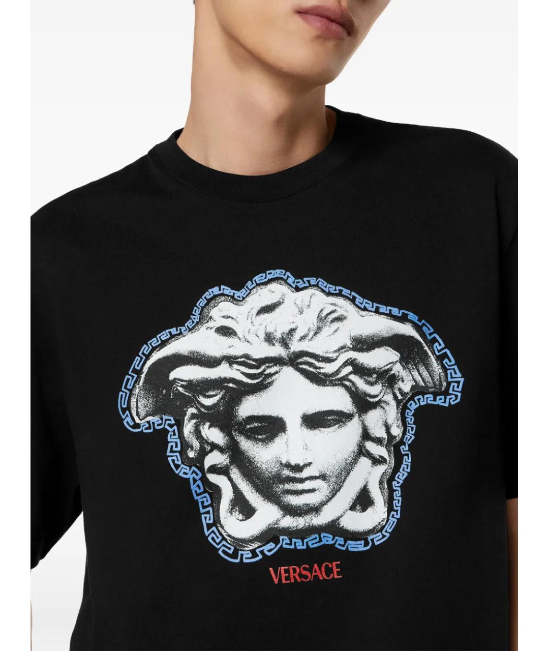 VERSACE Черная хлопковая футболка, фото 4
