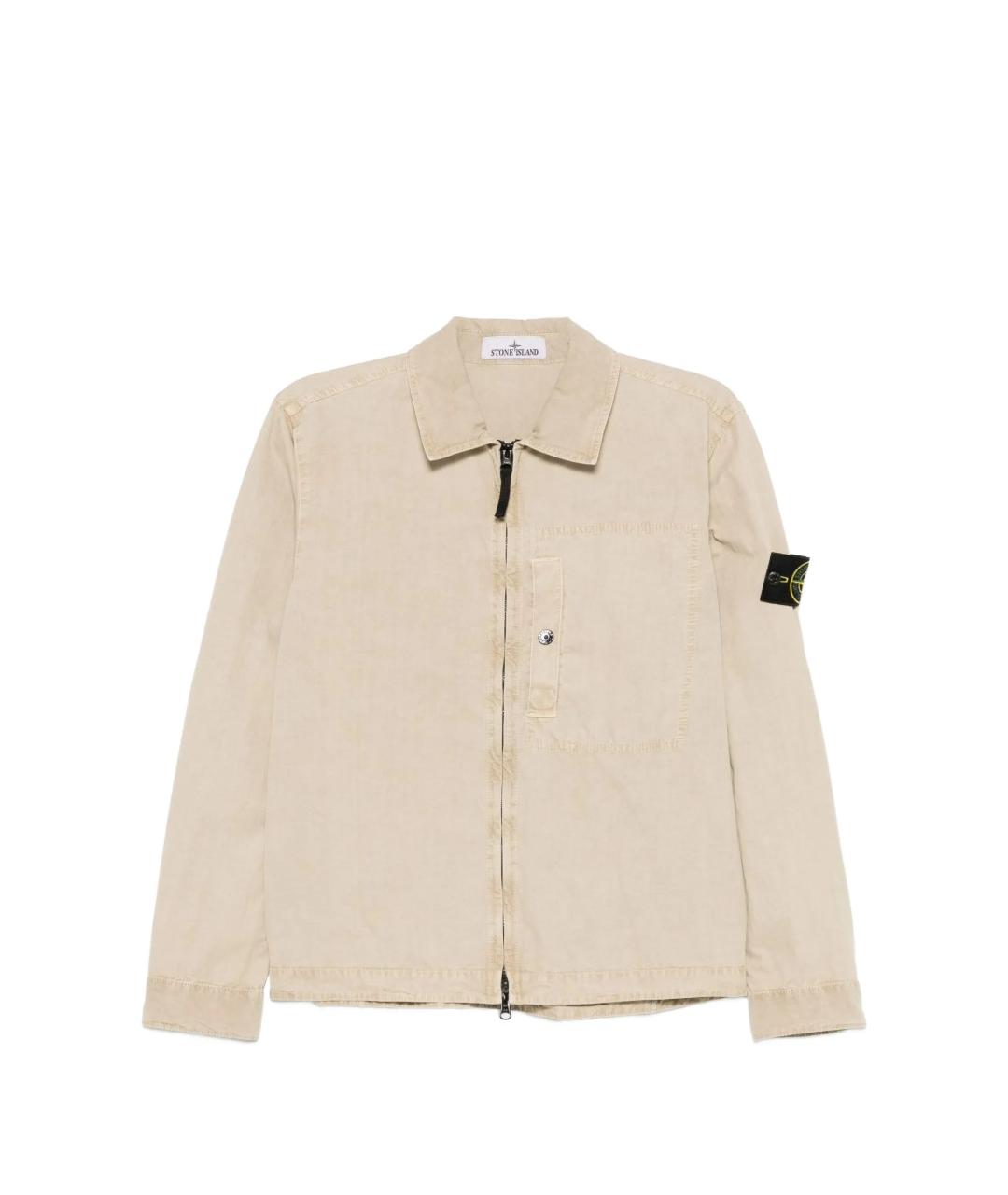 STONE ISLAND Бежевая хлопковая куртка, фото 6