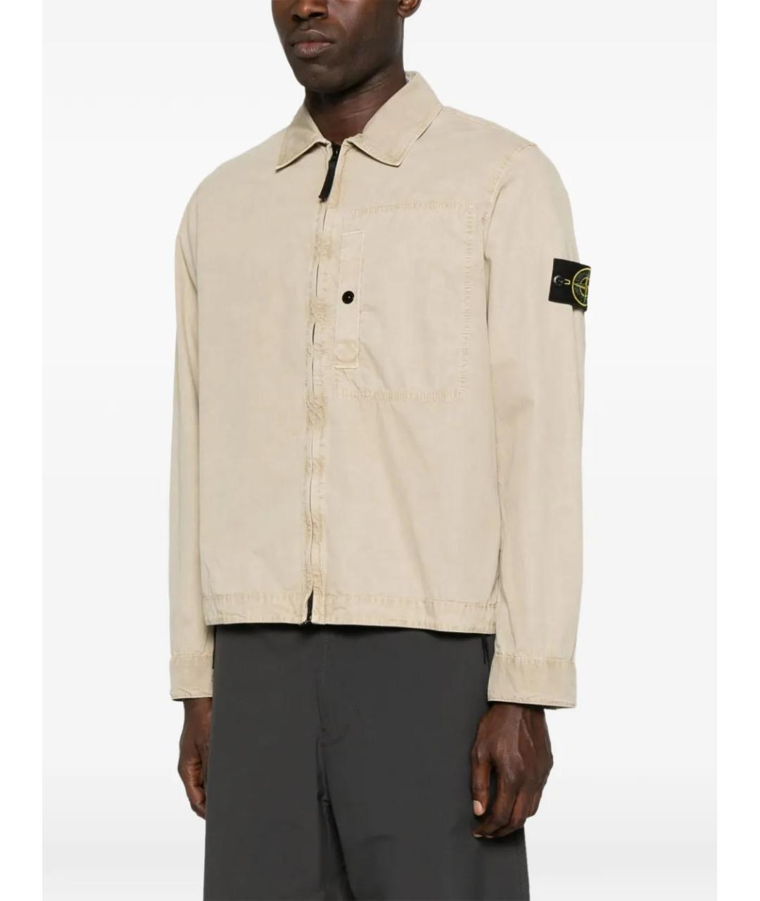 STONE ISLAND Бежевая хлопковая куртка, фото 3