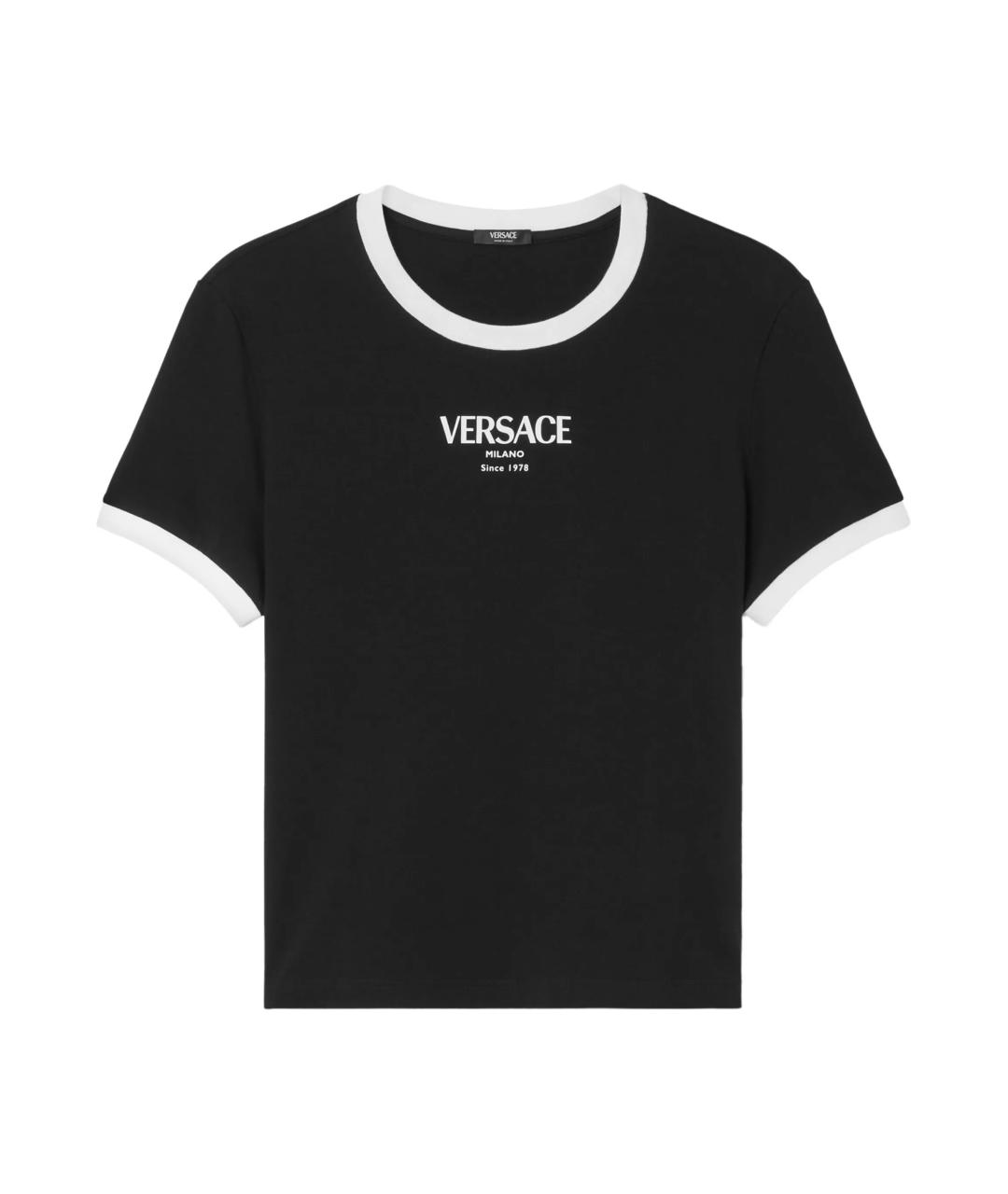 VERSACE Черная вискозная футболка, фото 1