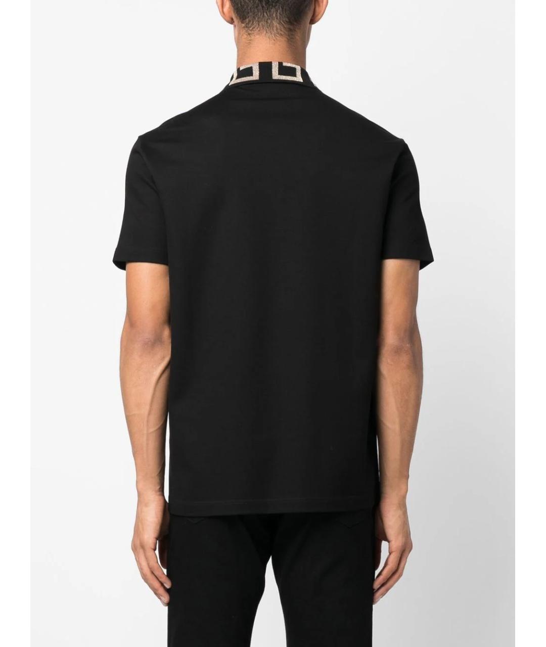 VERSACE Черное хлопковое поло с коротким рукавом, фото 4