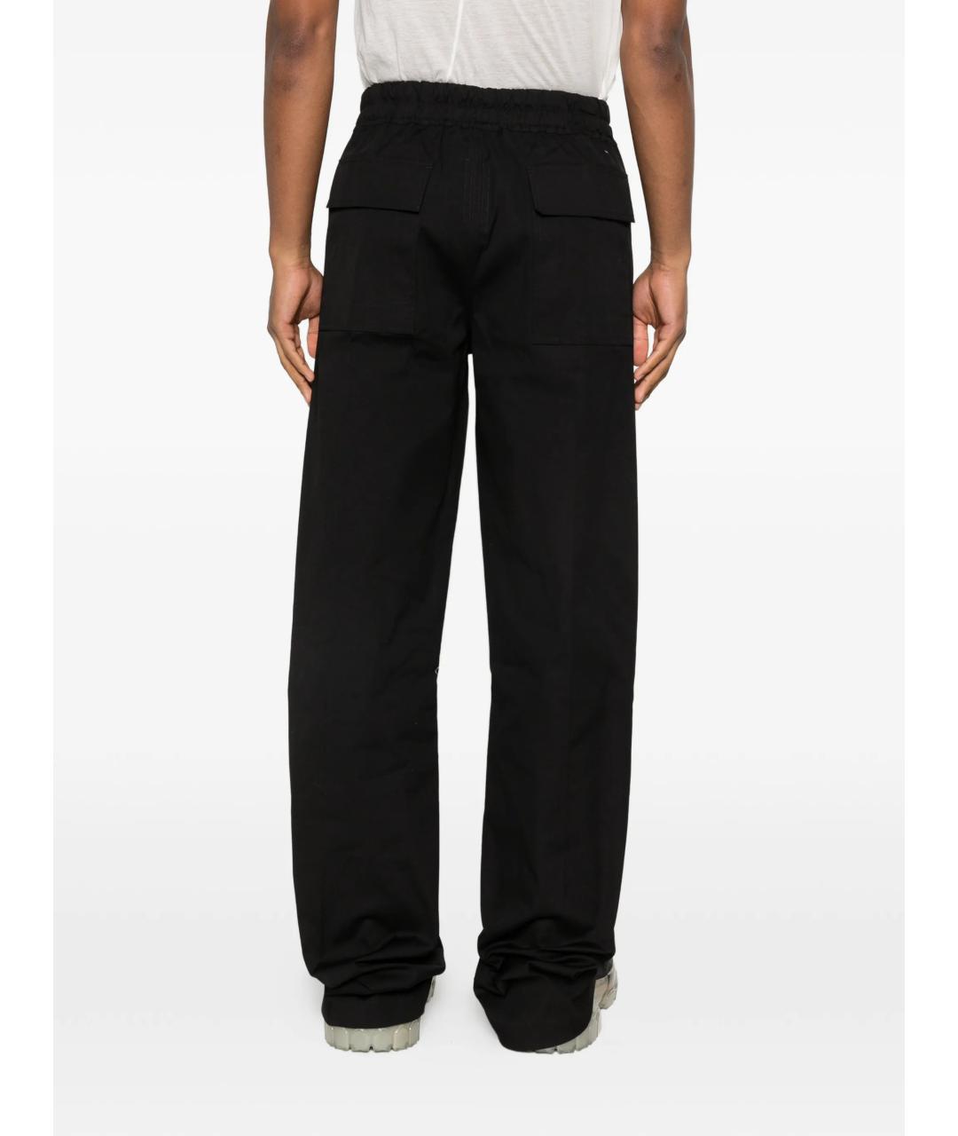 RICK OWENS Черные хлопковые повседневные брюки, фото 4