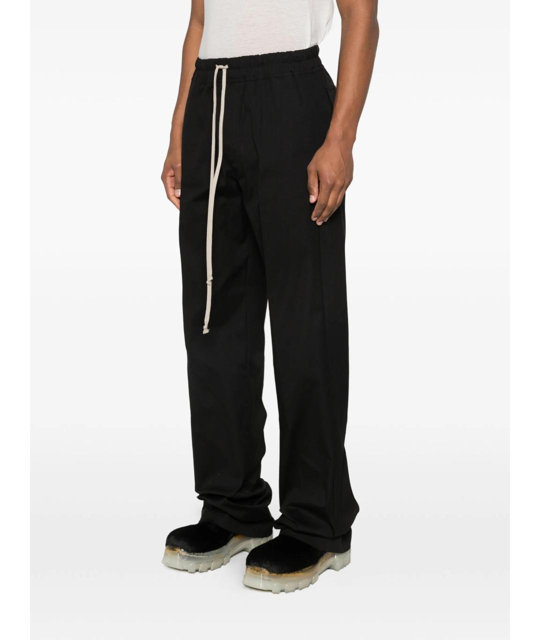 RICK OWENS Черные хлопковые повседневные брюки, фото 3